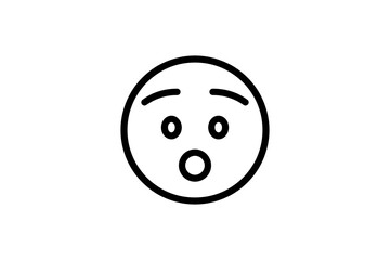 Hushed face emoji. Line art emoticon vector icon
