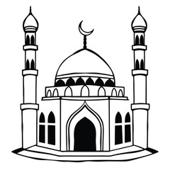 mosque line art vector design 