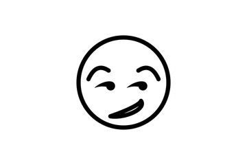 Fototapeta premium Smirk face emoji. Line art emoticon vector icon