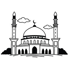 mosque line art vector design 