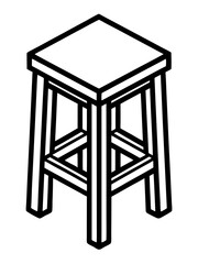 Line art of a wooden stool vector illustration 