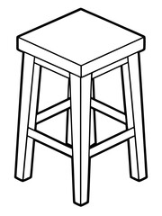 Line art of a wooden stool vector illustration 