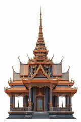 Obraz premium Ornate Thai temple, dark blue, gold trim.
