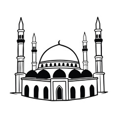 mosque line art silhouette vector