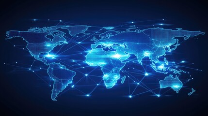 Global Network Map with Digital Connections