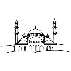 mosque line art silhouette vector