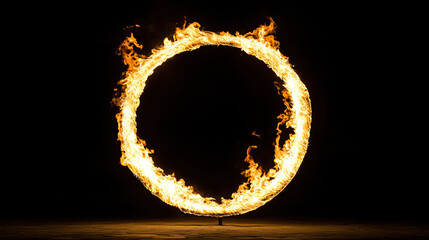 Fire flames circle isolated on black background