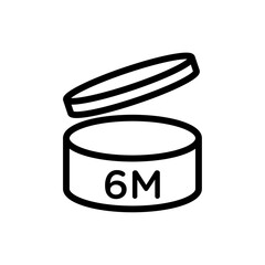 6 months PAO icon Black and white outline vector