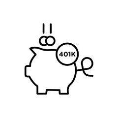 401k retirement savings icon Black and white outline vector