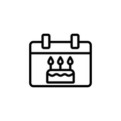 Birthday icon Black and white outline vector