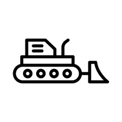 Bulldozer icon Black and white outline vector