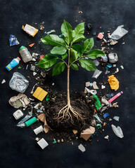 Garbage and recycling concept under loving the world and love nature in the form of banner tags and posters with space to add text