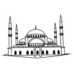 mosque line art silhouette vector