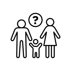 Child custody icon Black and white outline vector