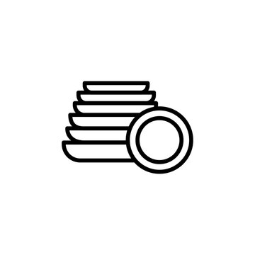 recommend clip art: Clean stack plates icon Black and white outline vector