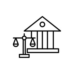 Court judgement icon Black and white outline vector