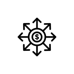 Diversified investment icon Black and white outline vector