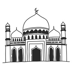 mosque line art silhouette vector