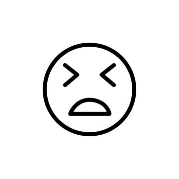 recommend clip art: Desperate emoji icon Black and white outline vector
