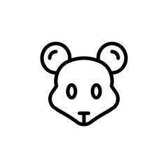 Face of mouse icon Black and white outline vector