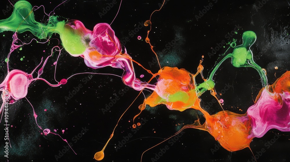 Aufkleber abstract colorful paint splashes on a black background, creating a vibrant visual effect.