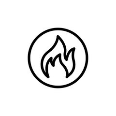 Fire flame icon Black and white outline vector