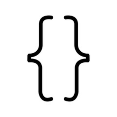 Font brackets icon Black and white outline vector