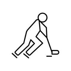 Hockey player icon Black and white outline vector