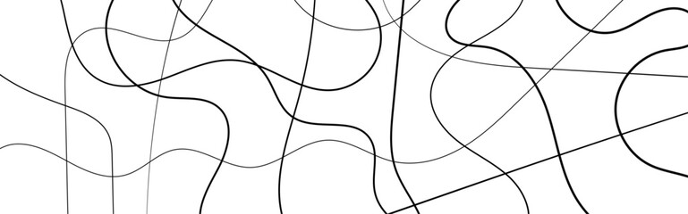 Random scribble chaotic pattern lines. Decorative random scribble pattern with tangled curved lines. Abstract wavy linear background outlines random chaotic lines vector illustration.