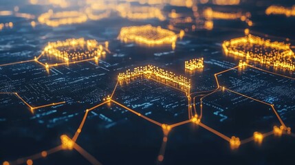 Digital Network Visualization with Glowing Nodes