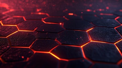 Glowing Hexagonal Pattern on Dark Surface