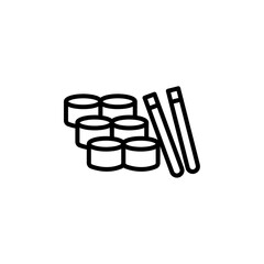 Maki sushi roll icon Black and white outline vector © Kajal