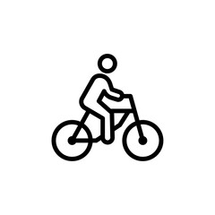 Naklejka premium Man on bicycle icon Black and white outline vector