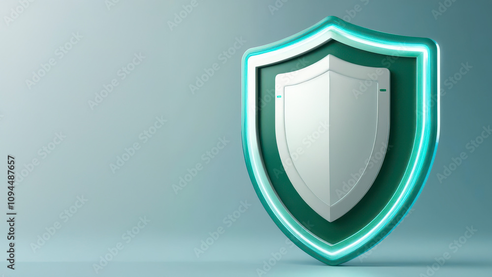 Poster anti tracking and security, 3d shield icon representing protection and security on a gradient backgr