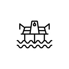Oil platform icon Black and white outline vector