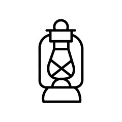 Oil lantern icon Black and white outline vector