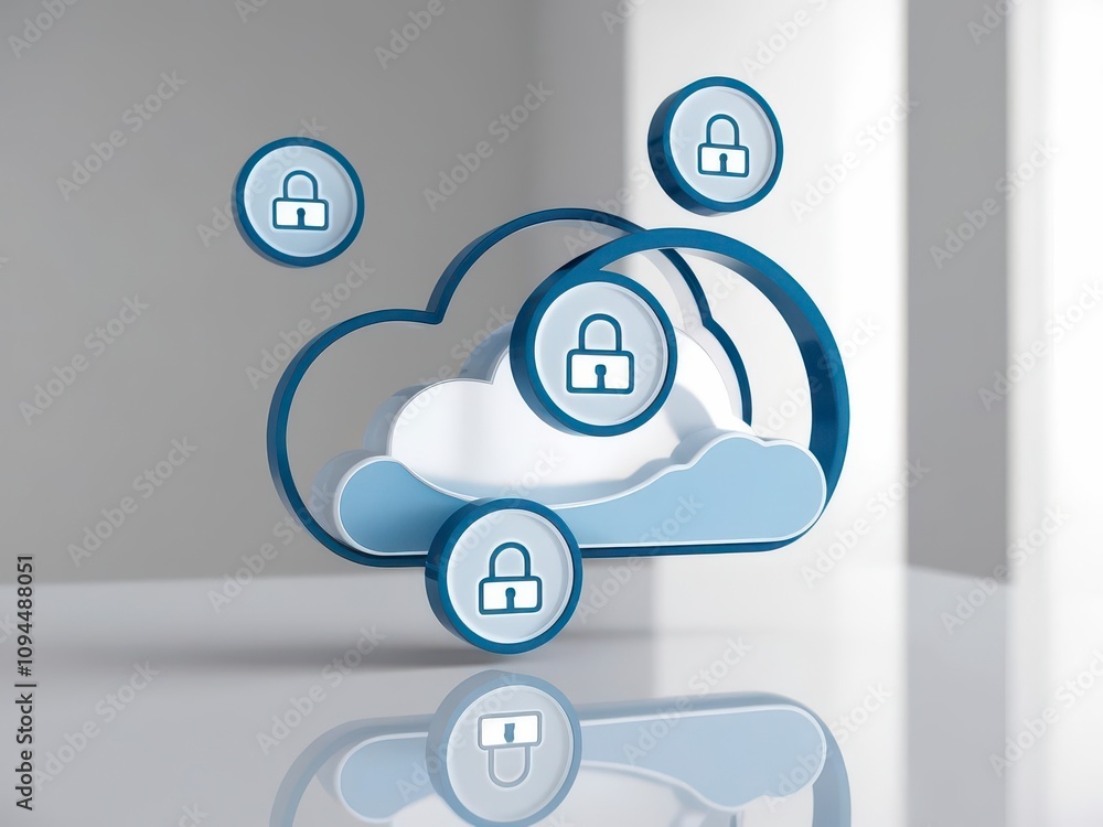 Poster anti tracking and security, cloud computing concept with security locks and protection symbols.