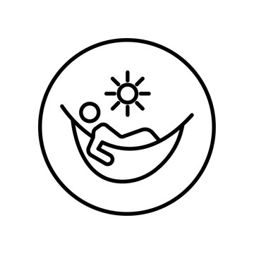 recommend clip art: Person relaxing on hammock icon Black and white outline vector