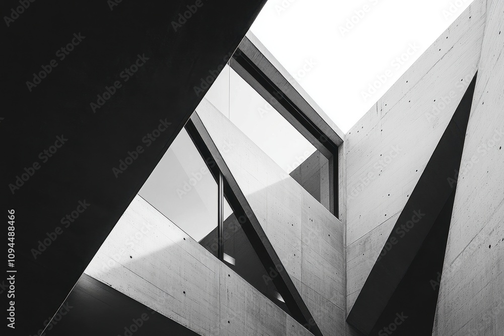 Poster abstract architectural design featuring geometric shapes and concrete elements.