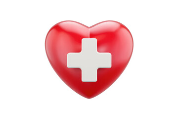 Obraz premium Red heart with white cross symbolizes medical care and love.