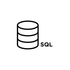 SQL server icon Black and white outline vector