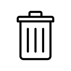 Trash icon Black and white outline vector