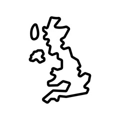 United Kingdom map icon Black and white outline vector