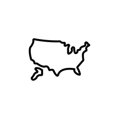 USA Map icon Black and white outline vector