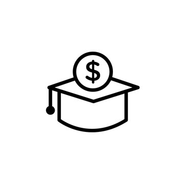 tuition fee icon Black and white outline vector
