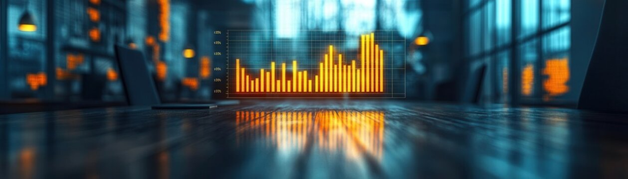 Vibrant financial charts glowing in a modern office bank advisor explaining small business loan options