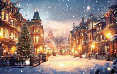Fototapeta premium city christmas background 