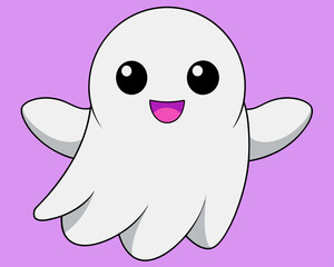 Kawaii White Ghost Illustration