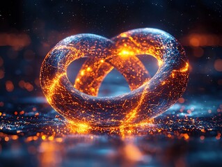 Corporate Logos Merging in Futuristic Digital Environment with Glowing Connections