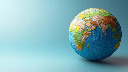 Vibrant 3D Globe with Raised Topographical Features Showcasing Rivers and Mountains for Global Exploration and Travel